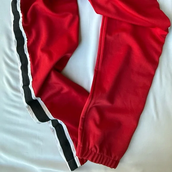 PacSun Red Joggers with Black and White Stripes - Picture 3 of 5